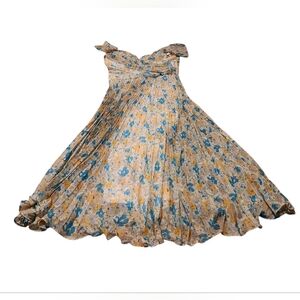 Women’s Medium ASTR The Label Pleated Floral Cold Shoulder Midi Dress